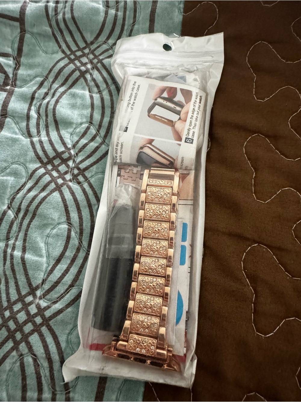 Amazon Rose Gold Women's Metal Watch Band with Decorative Links